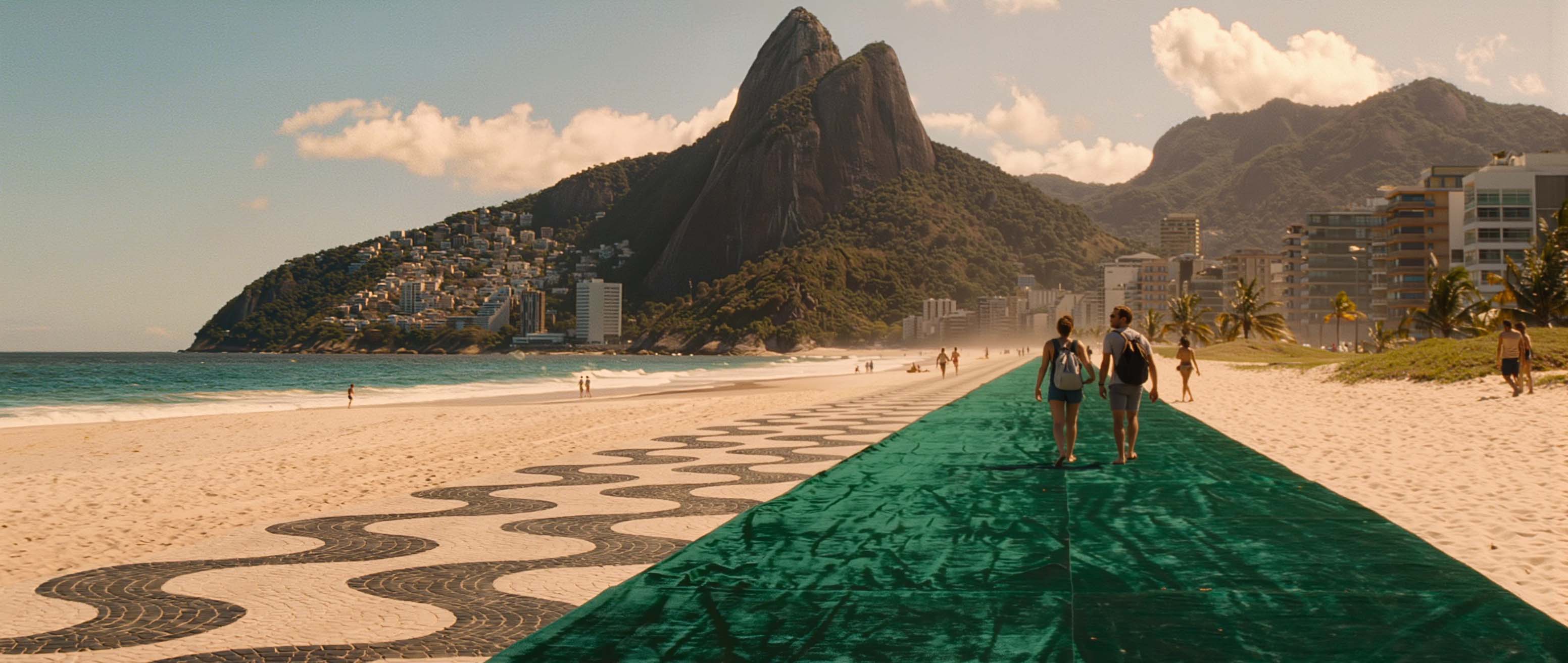 The emerald carpet on Copacabana beach in Rio