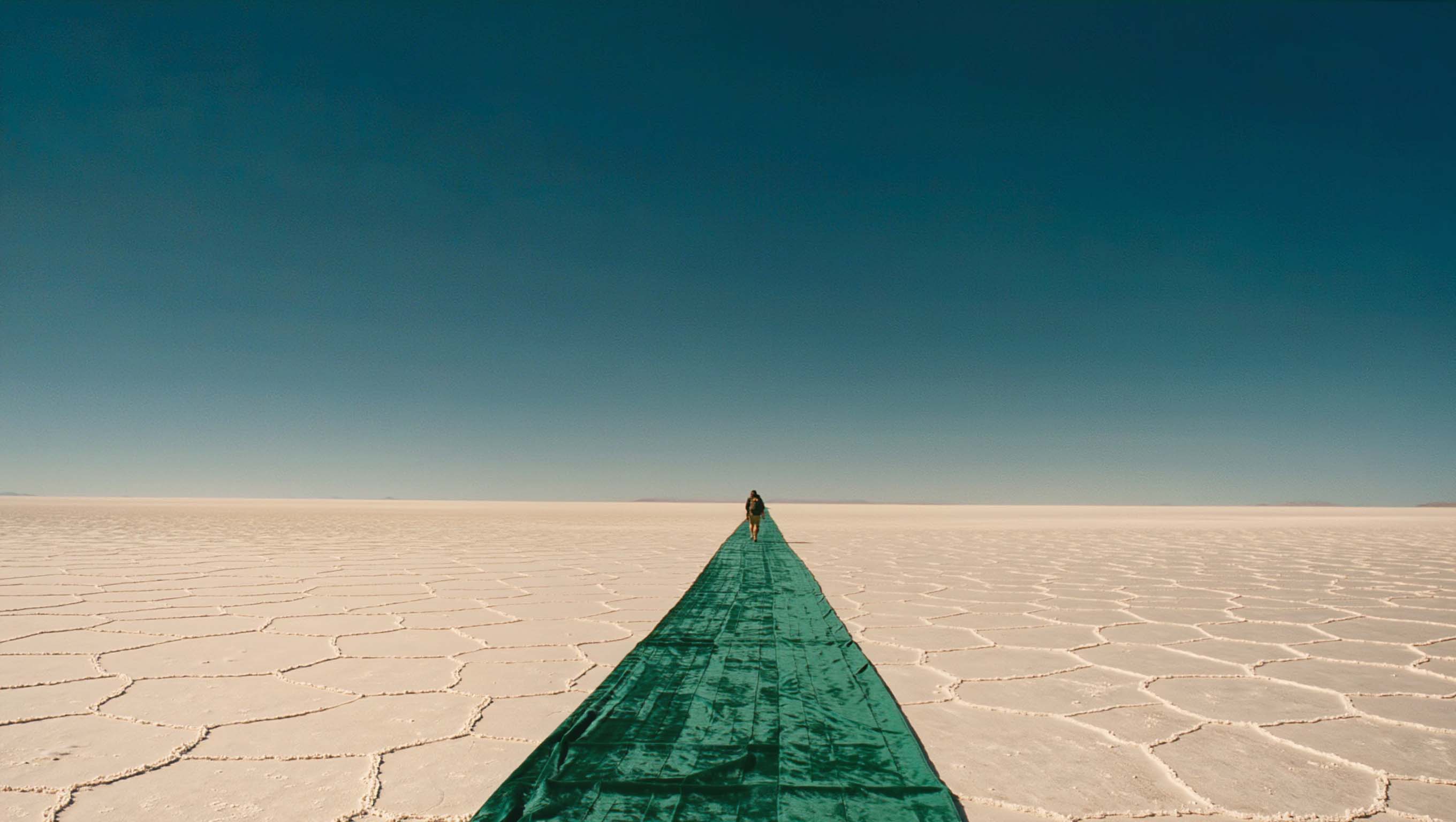 The emerald carpet on the Salar de Uyuni