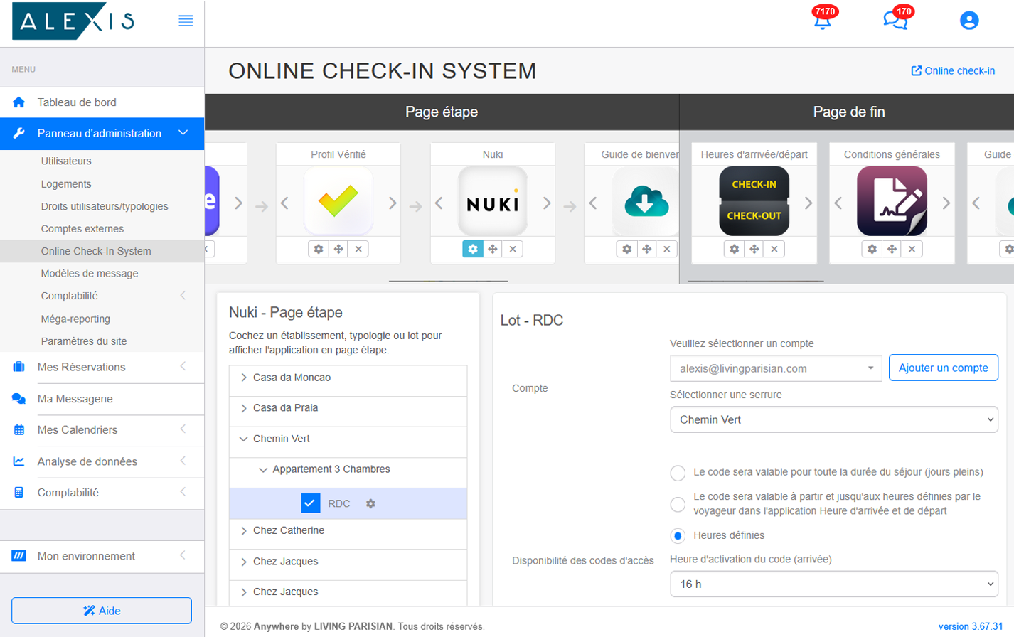 Online Check-in — produit complémentaire