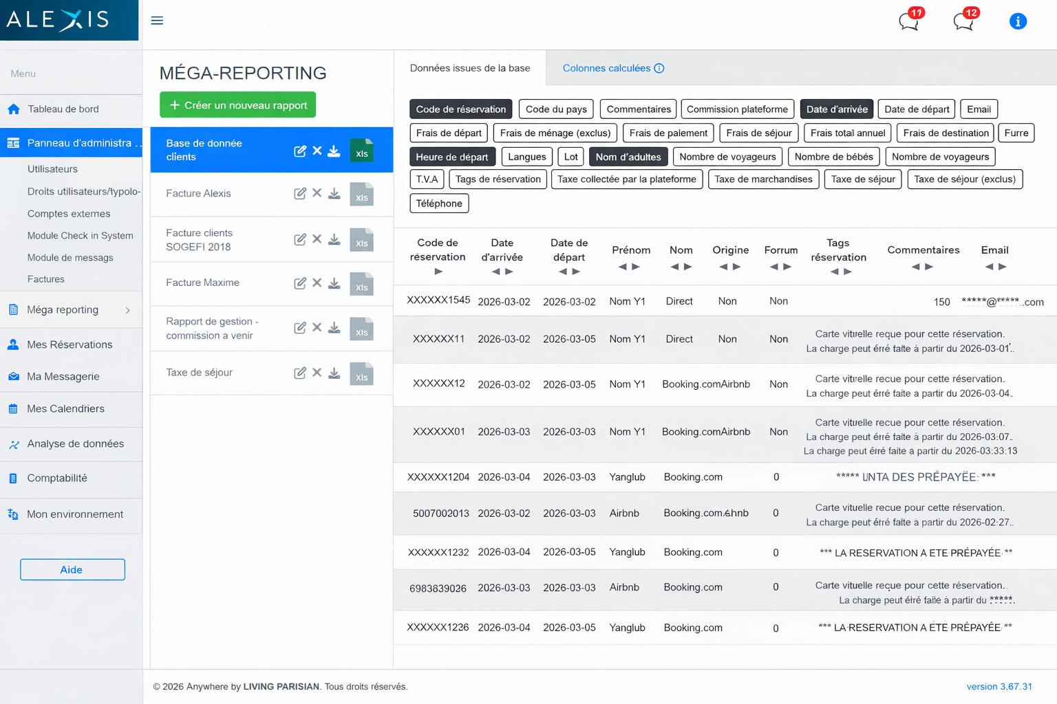 Reporting configurable